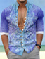 cheap Men&#039;s Printed Shirts-Floral Men&#039;s Resort Hawaiian 3D Printed Shirt Holiday Daily Wear Vacation Spring &amp; Summer Standing Collar Long Sleeve Pink Purple Orange S M L Polyester Shirt