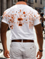 preiswerte Bedruckte Herrenhemden-Geometrie Business-Casual Herren Bedruckte Hemden Outdoor Strasse Tragen Sie, um zu arbeiten Sommer Umlegekragen Kurze Ärmel Weiß, Blau, Orange S, M, L 4-Wege-Stretchgewebe Hemd