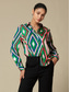 cheap Shirts,Tops &amp; Blouses-Satin Geometric Print Casual Shirt