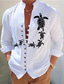 Χαμηλού Κόστους Ανδρικά πουκάμισα με στάμπα-Ανδρικά Πλένεται βαμβακερό ύφασμα Γραφικό πουκάμισο Χελώνα Στάμπα Κουμπί-Κάτω Μακρυμάνικο Όρθιος γιακάς Λευκό, Ανθισμένο Ροζ, Θαλασσί Πουκάμισο Καθημερινά Ρούχα Διακοπές Εξόδου