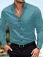 baratos camisas masculinas casuais-Homens Camisa Social Blusa de cetim camisa de botão Camisa casual Preto Branco Vinho Azul Royal Azul Claro Manga Longa Tecido Lapela Diário Férias Roupa Moda Casual Confortável