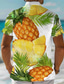 preiswerte Hawaiihemden-Ananas Tropisch Urlaub Hawaiianisch Herren Hemd Outdoor Hawaiianisch Festtage Sommer Ganzjährig Umlegekragen Kurzarm Blau Dunkelgrün Orange S M L Hemd
