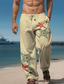 preiswerte Freizeithosen-Starfish Herren-Hose aus Baumwoll-Leinen, Vintage-Stil, elastische Hose mit Kordelzug, gerades Bein, Outdoor-Alltagskleidung, Streetwear, mittlere Taille, elastische Hose