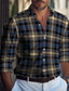 billiga fritidsskjortor för män-Herr Skjorta Knapp upp skjorta Casual skjorta Sommarskjorta Strandskjorta Kungsblå Blå Mörkblå Långärmad Rutig Färgblock Kavajslag Hawaiisk Helgdag Button-Down Kläder Mode Ledigt Bekväm