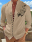 Χαμηλού Κόστους Ανδρικά πουκάμισα με στάμπα-Ανδρικά Πλένεται βαμβακερό ύφασμα Γραφικό πουκάμισο Δράκος Στάμπα Κουμπί-Κάτω Μακρυμάνικο Όρθιος γιακάς Λευκό, Ανθισμένο Ροζ, Θαλασσί Πουκάμισο Καθημερινά Ρούχα Διακοπές Εξόδου
