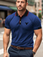 cheap Classic Polo-Men&#039;s Polo Shirt Button Up Polos Casual Sports Lapel Short Sleeve Fashion Basic Color Block Cow Patchwork Embroidered Summer Regular Fit Red Blue Green Polo Shirt