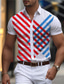 cheap Men&#039;s Printed Shirts-Stripe Geometry Men&#039;s Business Casual 3D Printed Shirt Outdoor Street Wear to work Summer Turndown Short Sleeves Red Blue Purple S M L 4-Way Stretch Fabric Shirt