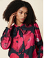 cheap Women&#039;s Graphic Tops-Women&#039;s Tie Bow Neck Stain Blouse Watercolor Floral Print Blouson-sleeve Shirt for Spring &amp; Fall