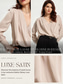 economico camicie, top e camicette-camicetta da donna a maniche lunghe, top casual essenziale da lavoro, camicetta avvolgente in raso beige con scollo a V