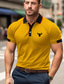 cheap Classic Polo-Men&#039;s Polo Shirt Button Up Polos Casual Sports Lapel Short Sleeve Fashion Basic Color Block Cow Patchwork Embroidered Summer Regular Fit Red Blue Green Polo Shirt