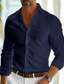 cheap Men&#039;s Casual Shirts-Men&#039;s Shirt Dress Shirt Button Up Shirt Summer Shirt Black White Navy Blue Blue Long Sleeve Plain Lapel Daily Vacation Clothing Apparel Fashion Casual Comfortable