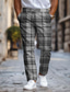 cheap Men&#039;s Plus Size Bottoms-Plaid / Check Business Classic Men&#039;s Business 3D Printed Dress Pants Flat Front Straight-Leg Polyester Medium Waist Pants Outdoor Street Wear to Work Daily Wear S TO 3XL