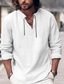 cheap Men&#039;s Linen Shirts-Men&#039;s Shirt Linen Shirt Beach Shirt Black White Pink Long Sleeve Plain V Neck Spring &amp; Summer Casual Daily Clothing Apparel Lace up