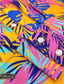 economico Camicie hawaiane-camicia casual da uomo foglia tropicale camicia hawaiana di moda button up camicia camicia casual quotidiano vacanza hawaiana primavera e autunno risvolto manica lunga viola camicia di cotone 100%