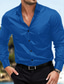voordelige casual herenoverhemden-Voor heren Overhemd Satijnen overhemd Overhemd met knopen Normaal shirt Zwart Wit Wijn Koningsblauw Licht Blauw Lange mouw Effen Revers Dagelijks Vakantie Kleding Modieus Casual Comfortabel