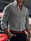cheap Men&#039;s Casual Shirts-Men&#039;s Shirt Button Up Shirt Casual Shirt Black Red Blue Long Sleeve Stripes Lapel Daily Vacation Clothing Apparel Casual Comfortable Smart Casual