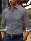 cheap Men&#039;s Casual Shirts-Men&#039;s Shirt Button Up Shirt Casual Shirt Black White Pink Wine Navy Blue Long Sleeve Plaid Color Block Lapel Daily Vacation Patchwork Clothing Apparel Fashion Casual Smart Casual