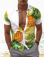 ieftine Cămașă Hawaiană-Ananas Tropical Vacanță Hawaiană Bărbați Cămașă În aer liber Hawaiian Concediu Vară Toate Sezoanele Răsfrânt Manșon scurt Albastru Verde Închis Portocaliu S M L Cămașă