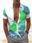 Недорогие Гавайские рубашки-Ананас тропический Отпуск Гавайский Муж. Рубашка на открытом воздухе Гавайский Праздники Лето Все сезоны Отложной С короткими рукавами Синий Темно-зеленый Оранжевый S M L Рубашка
