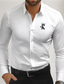 cheap Business Casual Shirts-Poker King  Men&#039;s Business Casual 3D Printed Shirt Street Wear to work Daily Wear Spring &amp; Summer Turndown Long Sleeve Black White Gray S M L 4-Way Stretch Fabric Shirt