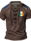 preiswerte Männer Grafik Tshirt-st. Patrick St. Paddys Kleeblatt, irische Flagge, lässiges Henley-Shirt für Herren mit 3D-Druck, T-Shirt, lässiges Urlaubs-T-Shirt, blau, braun, grün, kurzärmelig, Henley-Shirt mit Schnürung, Frühling