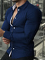 abordables Camisas de vestir-Hombre Camisa para Vestido Negro Blanco Azul Marino Manga Larga Plano Cuello Vuelto Primavera &amp; Otoño Boda Oficina y carrera Ropa
