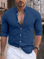 abordables camisas de lino para hombre-Hombre Camisa camisa de lino Abotonar la camisa Camisa casual Camisa de verano Camisa de playa Blanco Rosa Azul Marino Manga Larga Plano Diseño Primavera verano Casual Diario Ropa