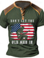 tanie T-shirty męskie z nadrukiem-Graficzny Amerykańska flaga USA Codzienny Styl uliczny Męskie Druk 3D Podkoszulek Koszula Henley Sporty na świeżym powietrzu Święto Wyjściowe Podkoszulek Czarny Zieleń wojskowa Ciemnoniebieski Krótki