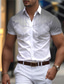 cheap Men&#039;s Printed Shirts-Geometry Men&#039;s Business Casual 3D Printed Shirt Outdoor Street Wear to work Summer Turndown Short Sleeves Blue Orange Gray S M L 4-Way Stretch Fabric Shirt