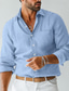 cheap Men&#039;s Linen Shirts-Men&#039;s Shirt Linen Shirt Button Up Shirt Summer Shirt Black Blue Khaki Long Sleeve Plain Lapel Spring &amp; Summer Casual Daily Clothing Apparel Pocket