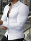 abordables Camisas de vestir-Hombre Camisa para Vestido Negro Blanco Azul Marino Manga Larga Plano Cuello Vuelto Primavera &amp; Otoño Boda Oficina y carrera Ropa