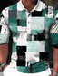 cheap Graphic Polo-Color Block Plaid / Check Men&#039;s Business Casual 3D Print Polo Shirt Street Wear to work Daily Wear Pique Polo Shirt Long Sleeve Turndown Polo Shirts Blue Purple Spring &amp; Summer S M L Micro-elastic