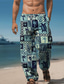 ieftine Pantaloni pentru bărbați de dimensiuni mari-Bărbați Vacanță Imprimeu 3D Hawaiană Palmier Broasca testoasa Pantaloni Pantaloni cu picioare drepte Buzunare laterale Imprimare 3D Design Elastic cu Cordon Talie medie În aer liber Hawaiian Concediu