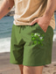 preiswerte Herren Shorts-st. Patrick Four Leaf bedruckte Herren-Baumwoll-Shorts, Sommer-Hawaiian-Shorts, Strand-Shorts, Kordelzug, elastische Taille, Druck, bequem, atmungsaktiv, kurze Outdoor-Urlaub, Ausgehen, Kleidung