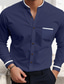 voordelige zakelijke casual overhemden-Voor heren Overhemd Overhemd met knopen Wit Marineblauw Licht Blauw Grijs Lange mouw Lapwerk Opstaande boord Bruiloft Dagelijks Voorvak Kleding Modieus Casual Comfortabel Smart Casual