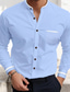 cheap Business Casual Shirts-Men&#039;s Shirt Dress Shirt Button Up Shirt White Navy Blue Light Blue Gray Long Sleeve Patchwork Standing Collar Wedding Daily Front Pocket Clothing Apparel Fashion Casual Comfortable Smart Casual