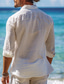 abordables Camisas estampadas para hombre-Hombre Lino camisa de lino Camisa gráfica Tótem Estampado Abotonar Manga Larga Cuello Vuelto Blanco, Azul Piscina Camisa Festivos Vacaciones Playas