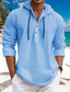 ieftine cămăși casual pentru bărbați-Bărbați Cămașă cămașă de in Cămașă de vară Cămașă de plajă Alb Albastru piscină Maro Manșon Lung Simplu Capișon Primavara vara Casual Zilnic Îmbrăcăminte
