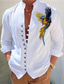 Χαμηλού Κόστους Ανδρικά πουκάμισα με στάμπα-Ανδρικά Πλένεται βαμβακερό ύφασμα Γραφικό πουκάμισο Παπαγάλος Στάμπα Κουμπί-Κάτω Μακρυμάνικο Όρθιος γιακάς Λευκό, Ανθισμένο Ροζ, Καφέ Πουκάμισο Καθημερινά Ρούχα Διακοπές Εξόδου