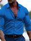 baratos camisas masculinas casuais-Homens Camisa Social camisa de botão Camisa casual Preto Vinho Azul Céu Verde Manga Longa Tecido Lapela Diário Férias Roupa Moda Casual Confortável