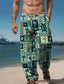 ieftine Pantaloni pentru bărbați de dimensiuni mari-Bărbați Vacanță Imprimeu 3D Hawaiană Palmier Broasca testoasa Pantaloni Pantaloni cu picioare drepte Buzunare laterale Imprimare 3D Design Elastic cu Cordon Talie medie În aer liber Hawaiian Concediu