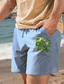 baratos Calções para Homem-rua. Patrick shorts de algodão masculino com estampa de quatro folhas verão shorts havaianos praia shorts com cordão elástico estampado na cintura conforto respirável curto férias ao ar livre roupas