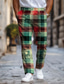 levne Pánské spodky větší velikosti-kostkované / kostkované business klasické pánské business 3D potištěné společenské kalhoty ploché přední rovné nohavice polyesterové kalhoty se středním pasem outdoorové oblečení na ulici do práce