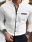 billige mænds fritidsskjorter-Herre Skjorte Button Up skjorte Casual skjorte Hvid Bordeaux Blå Langærmet Stribe Høj krave Daglig Ferierejse Kile Tøj Mode Afslappet Smart Casual