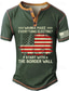 billige T-shirt med tryk til mænd-Grafisk Amerikansk amerikansk flag Mode Retro / vintage Gadestil Herre 3D-udskrivning T-shirt Henley-skjorte Sport &amp; Udendørs Ferie I-byen-tøj T-shirt Sort militærgrøn Mørkeblå Kortærmet Henley