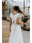 cheap Wedding Dresses-TS Little White Dresses Wedding Dresses Two Piece Boat Neck Cap Sleeve Asymmetrical Lace Bridal Suits Bridal Gowns With Solid Color 2024