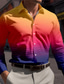 cheap Men&#039;s Printed Shirts-Stripe Gradual Men&#039;s Fashion Casual 3D Printed Shirt Outdoor Street Vacation Spring &amp; Summer Turndown Long Sleeve Black Purple S M L 4-Way Stretch Fabric Shirt