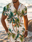 billige Hawaiiskjorts-Tropisk Palmetre Ferie Hawaiisk Herre Skjortesett utendørs Hawaiisk Ferie Sommer Alle årstider Aftæpning Kortermet Lilla Grønn S M L Skjorte