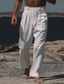 cheap Linen Pants-Men&#039;s Linen Pants Trousers Summer Pants Button Front Pocket Straight Leg Plain Comfort Breathable Casual Daily Holiday Linen Cotton Blend Fashion Basic White Beige