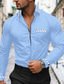 billiga fritidsskjortor för män-Herr Skjorta Casual skjorta Sommarskjorta Vit Marinblå Ljusblå Långärmad Färgblock Rand Kavajslag Dagligen Semester Dragkedja Kläder Mode Ledigt Smart Casual